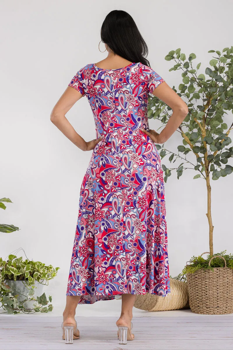 SAN144R-PAISLEY - CAP SLEEVE MAXI DRESS