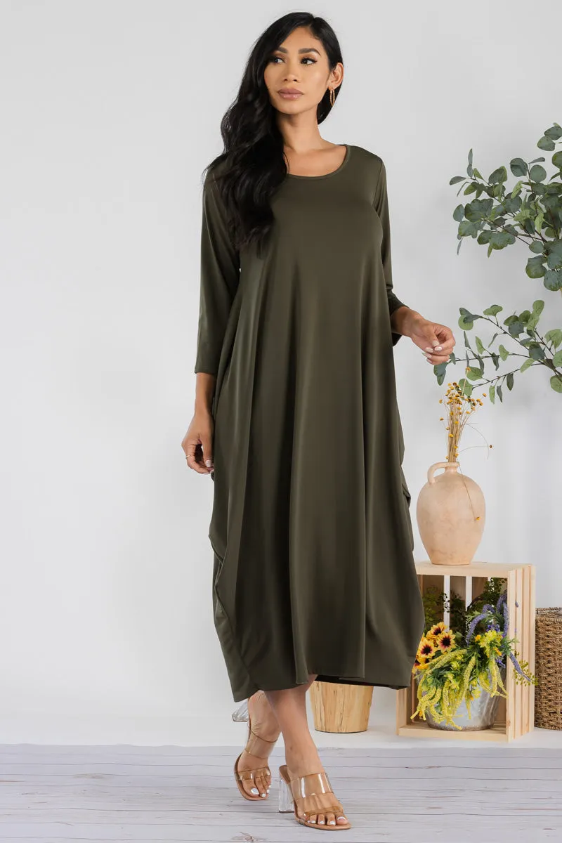 SAN151X-SOLID - HAREM MIDI DRESS