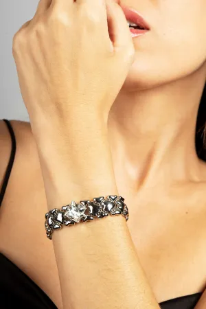 SG Liquid Metal ICB9-N Chrome Finish Bracelet with Swarovski Crystal by Sergio Gutierrez