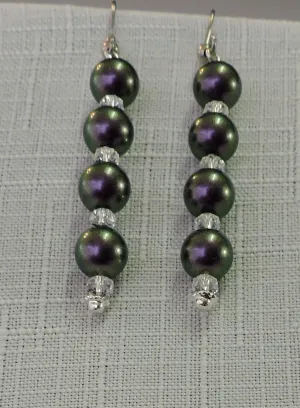 Swarovski Iridescent Purple Pearl Dangle Earrings