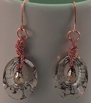 Swarovski Rose Patina Crystal Dangle Earrings