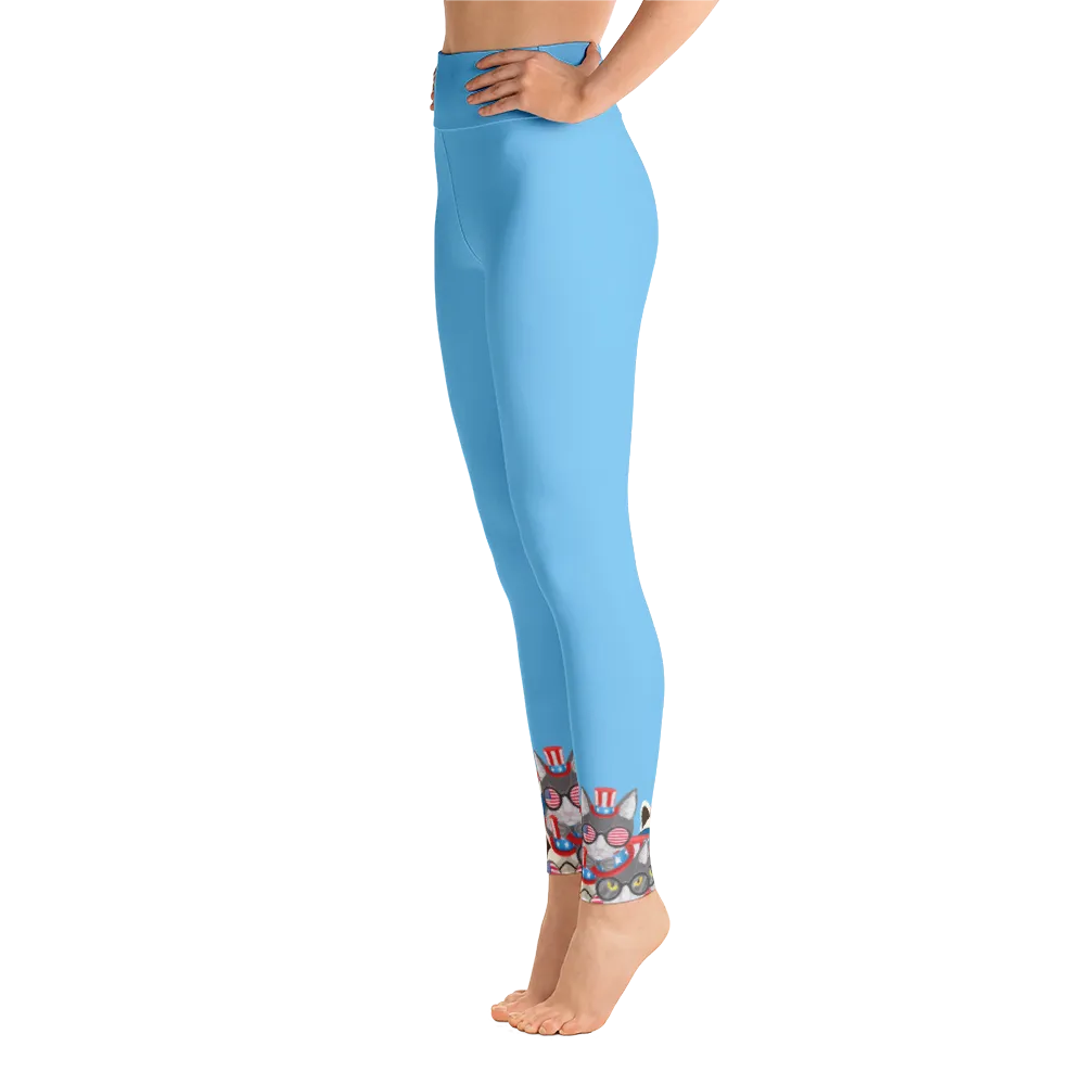 USA Cats on Bottom Yoga Leggings