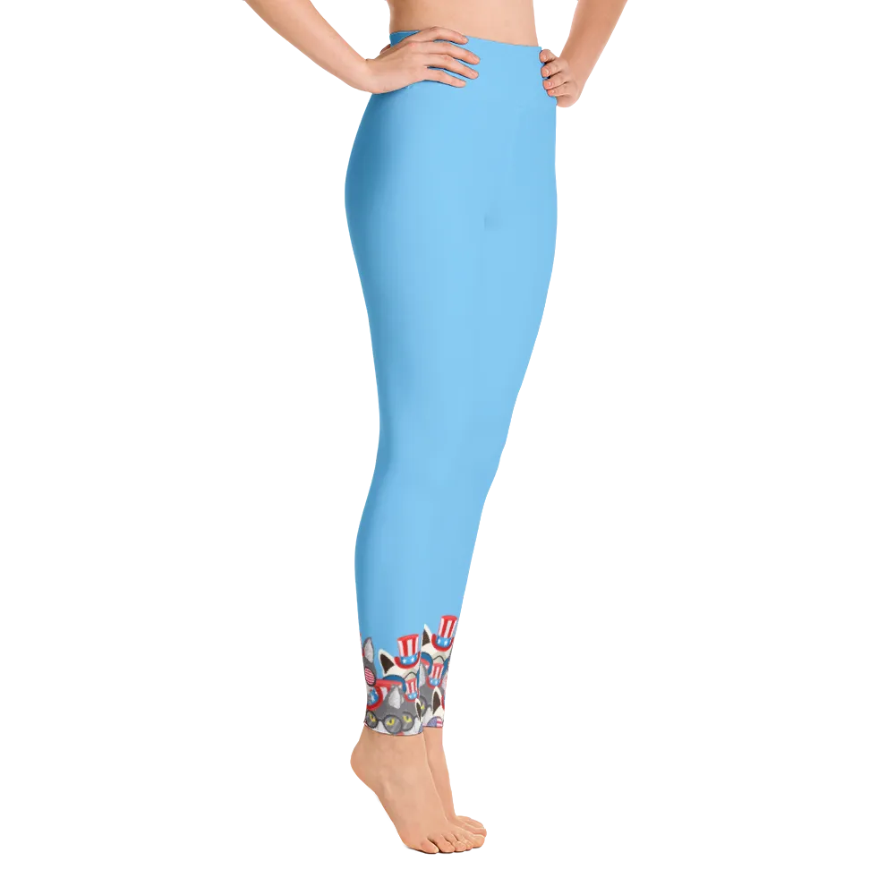 USA Cats on Bottom Yoga Leggings