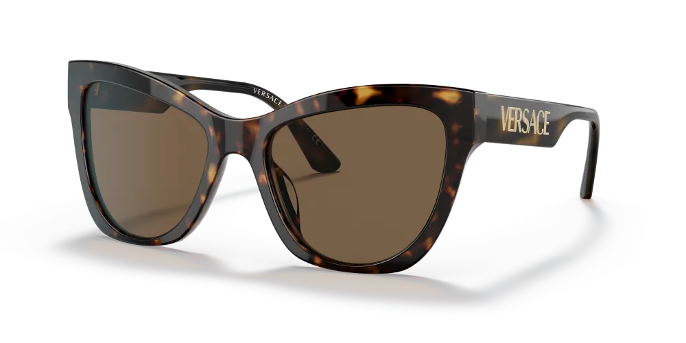 Versace Cat Eye Non-Polarized Sunglasses - Havana/Dark Brown