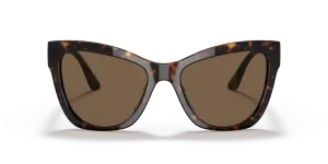 Versace Cat Eye Non-Polarized Sunglasses - Havana/Dark Brown