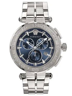 Versace GRECA CHRONO 45mm Mens Silver / Blue Watch VEPM00420