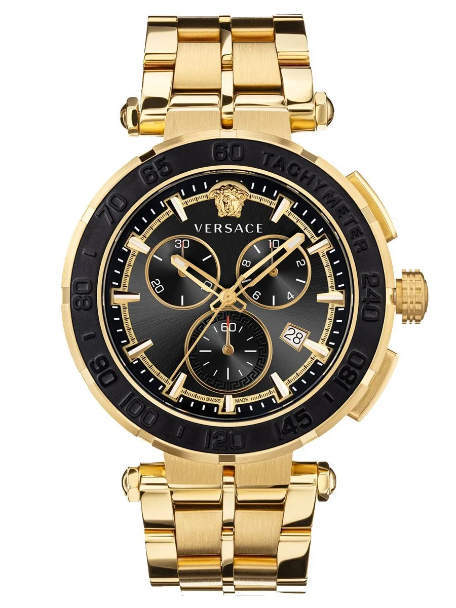 Versace Greca Chronograph - watch - Black / Gold - VEZ300721