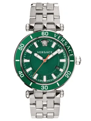 Versace Greca Chronograph - watch - Green / Silver - VEZ300421