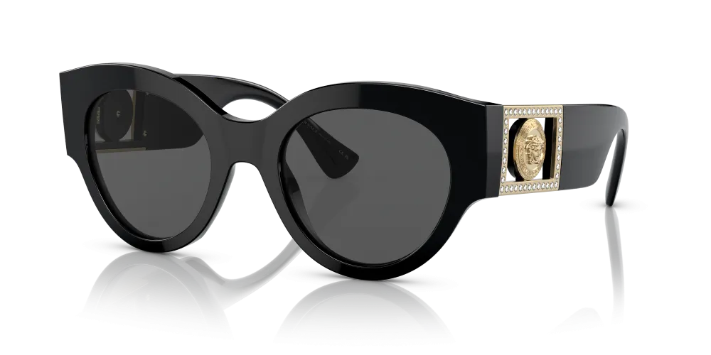 Versace Round Non-Polarized Sunglasses - Black/Dark Gray