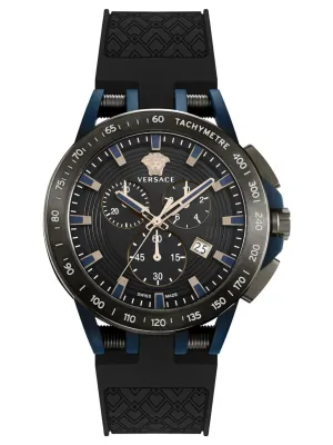 Versace SPORT TECH Mens Chronograph BLACK Dial, Black Silicone Strap - Watch VE3E00221