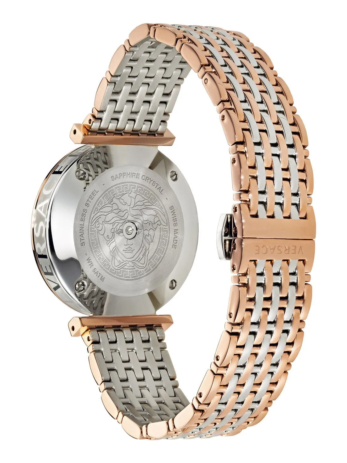 Versace V-TWIST Steel IP Rose Gold / Silver 36mm Womens Watch VELS00719