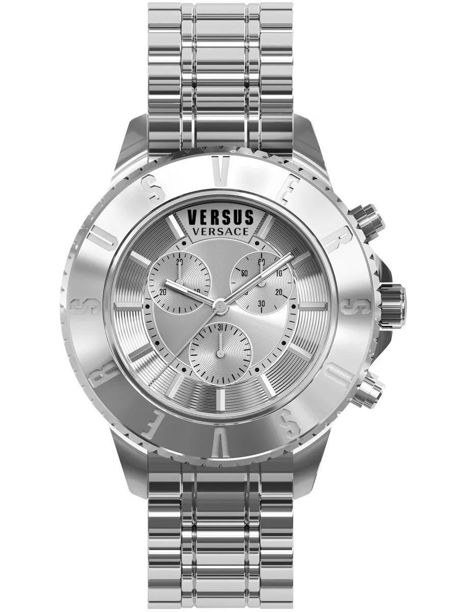 Versus Versace TOKYO CHRONO 44mm Silver Chrono Mens Watch SGN110015