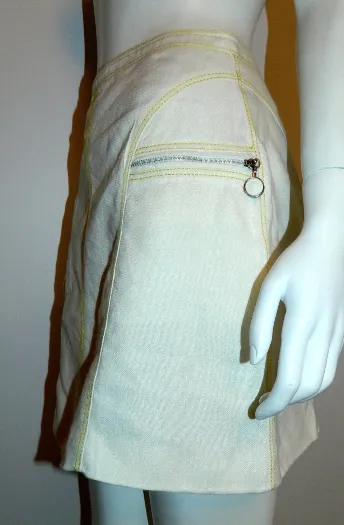 vintage VERSACE mini skirt 1990s white linen skirt XS - S