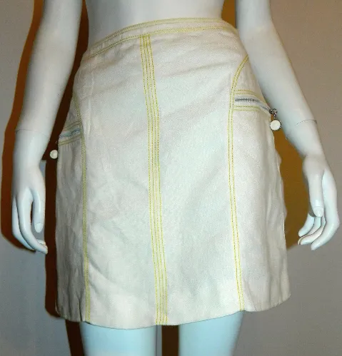 vintage VERSACE mini skirt 1990s white linen skirt XS - S