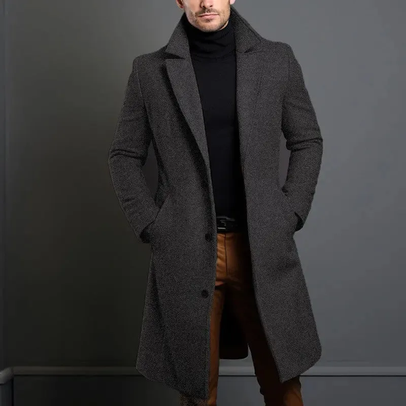 Woollen Men's Mid-length Trench Jacket